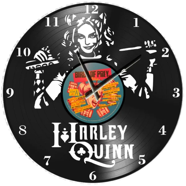Ρολόι τοίχου χάραξη σε βινύλιο 12 ιντσών χρώμα: μαύρο  Harley Quinn-Birds of Prey
