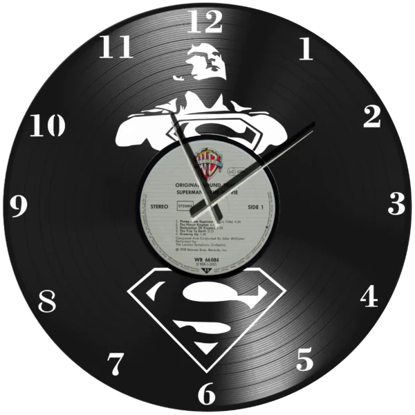 Ρολόι Τοίχου Δίσκος Βινυλίου 30cm χρώμα: μαύρο Superman