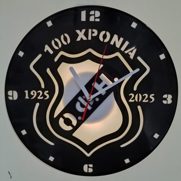 Ρολόι Τοίχου Δίσκος Βινυλίου 30cm χρώμα: μαύρο  Ο.Φ.Η - Image 4