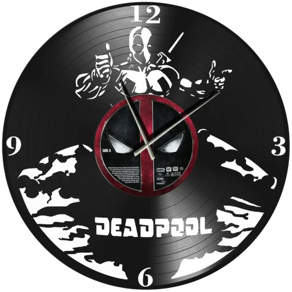 Ρολόι Τοίχου Δίσκος Βινυλίου 30cm χρώμα: μαύρο Deadpool