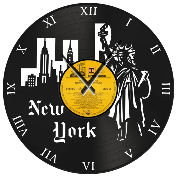 Ρολόι Τοίχου Δίσκος Βινυλίου 30cm χρώμα: μαύρο  New York New York