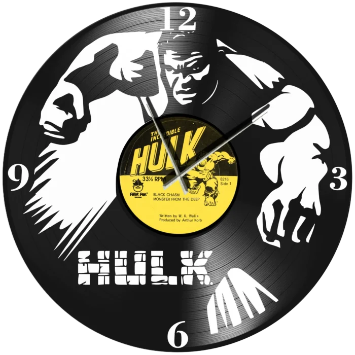 Hulk_vinyl_clock_time_machine Ρολόι Τοίχου Δίσκος Βινυλίου 30cm χρώμα: μαύρο The Incredible Hulk - Image 1