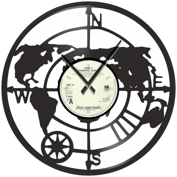 Ρολόι Τοίχου Δίσκος Βινυλίου 30cm χρώμα: μαύρο  What a Wonderful World