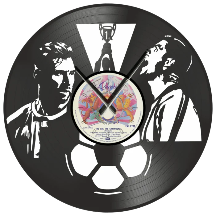 Messi_vs_Ronaldo_we_are_the_champions_vinyl_clock_time_machine Ρολόι Τοίχου Δίσκος Βινυλίου 30cm χρώμα: μαύρο Messi vs Ronaldo we are the champions! - Image 1