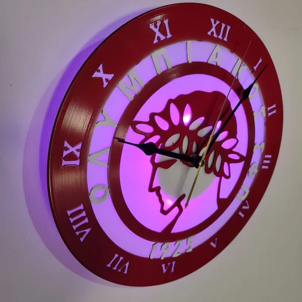 Ρολόι Τοίχου Δίσκος Βινυλίου 30cm χρώμα: κόκκινο Σήμα Oλυμπιακου F.C - Image 3