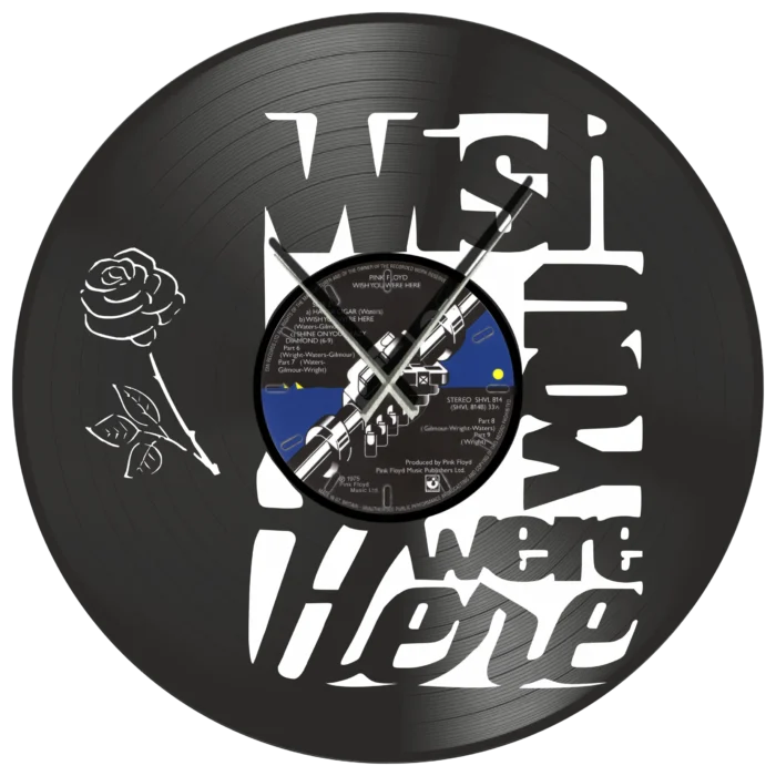 Pink_Foyd_Wish_You_Were_Here_vinyl_clock_time_machine Ρολόι Τοίχου Δίσκος Βινυλίου 30cm χρώμα: μαύρο Wish You Were Here - Image 1