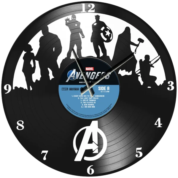 Ρολόι Τοίχου Δίσκος Βινυλίου 30cm χρώμα: μαύρο Shadow Avengers