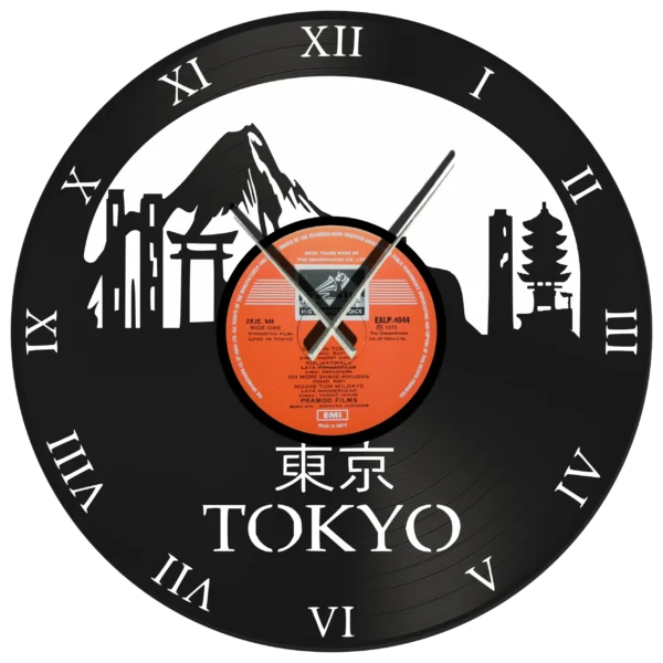 Ρολόι Τοίχου Δίσκος Βινυλίου 30cm χρώμα: μαύρο Love In Tokyo