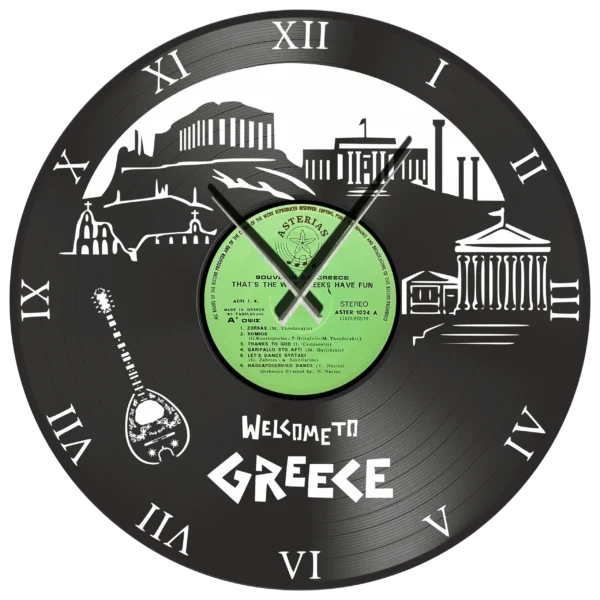 Ρολόι Τοίχου Δίσκος Βινυλίου 30cm χρώμα: μαύρο That's the way Greeks have fun