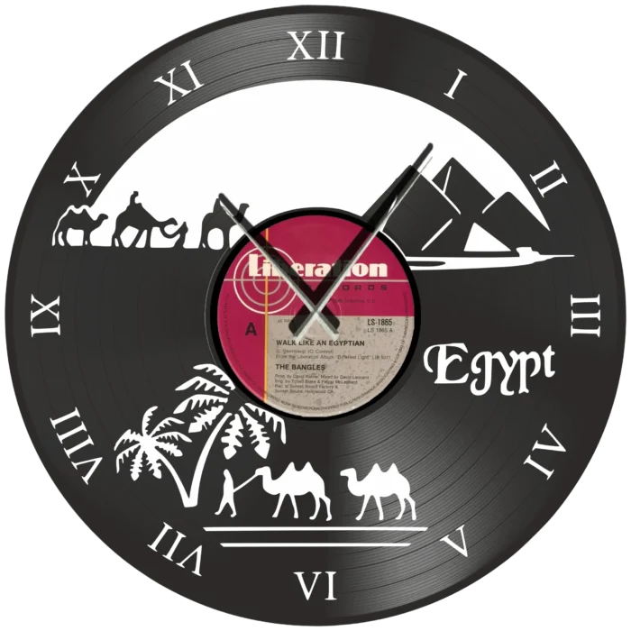 The_Bangles_ Walk_Like_An_Egyptian_vinyl_clock_time_machine Ρολόι Τοίχου Δίσκος Βινυλίου 30cm χρώμα: μαύρο Walk Like an Egyptian - Image 1
