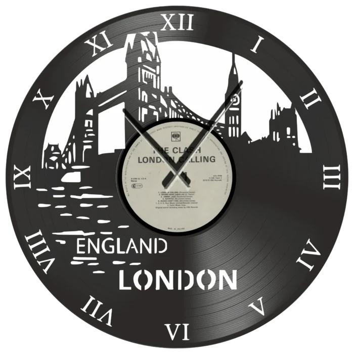 The_Clash_London_Calling _vinyl_clock_time_machine Ρολόι Τοίχου Δίσκος Βινυλίου 30cm χρώμα: μαύρο London Calling - Image 1