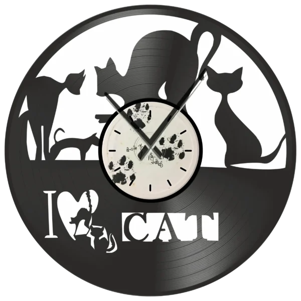 Ρολόι Τοίχου Δίσκος Βινυλίου 30cm χρώμα: μαύρο The Love Cats
