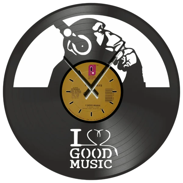Ρολόι Τοίχου Δίσκος Βινυλίου 30cm χρώμα: μαύρο I Love Music