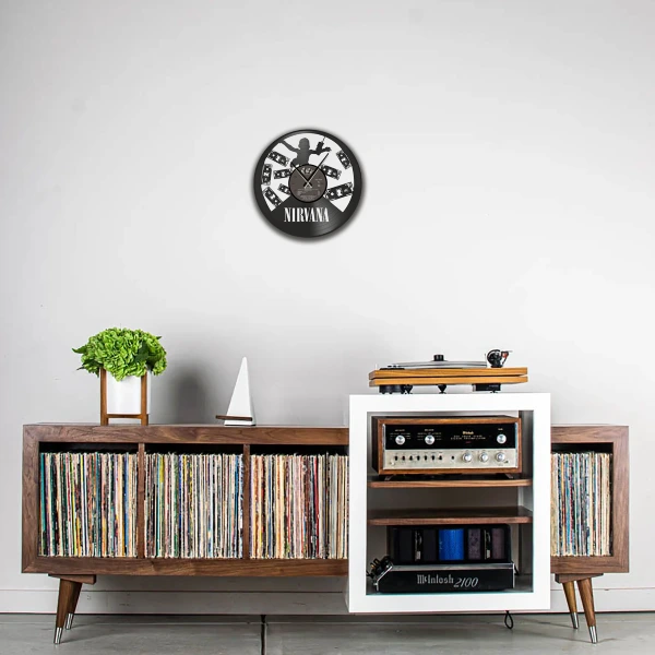 Ρολόι Τοίχου Δίσκος Βινυλίου 30cm χρώμα: μαύρο  Nevermind Album Cover - Image 4