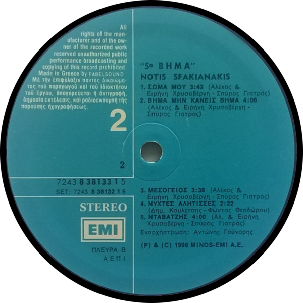 Ρολόι Τοίχου Δίσκος Βινυλίου 30cm χρώμα: μαύρο Νότης Σφακιανάκης-5o Βήμα - Image 3