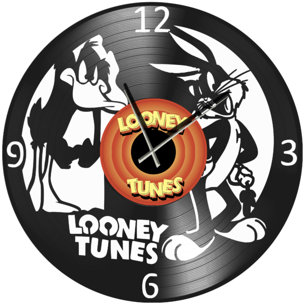 Ρολόι Τοίχου Δίσκος Βινυλίου 30cm χρώμα: μαύρο looney tunes -Daffy Duck-Bugs Bunny