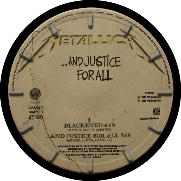 Ρολόι Τοίχου Δίσκος Βινυλίου 30cm χρώμα: μαύρο Metallica – ...And Justice for All - Image 3