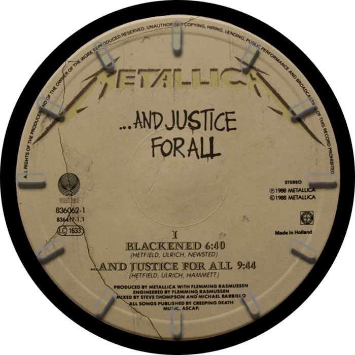 Ρολόι Τοίχου Δίσκος Βινυλίου 30cm χρώμα: μαύρο Metallica – ...And Justice for All - Image 3