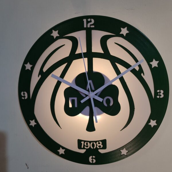 Ρολόι Τοίχου Δίσκος Βινυλίου 30cm χρώμα: πράσινο ,panathinaikos_bc_logo - Image 3