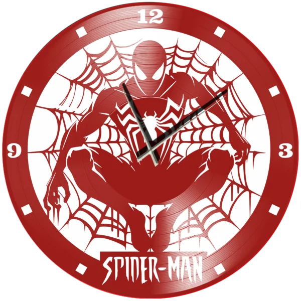 Ρολόι Τοίχου Δίσκος Βινυλίου 30cm χρώμα: μαύρο, πράσινο ,κόκκινο,Spide-rman - Image 3