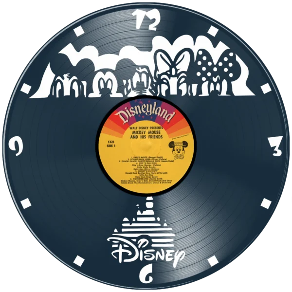 Ρολόι Τοίχου Δίσκος Βινυλίου 30cm χρώμα: μαύρο, πράσινο ,κόκκινο, μπλε , mickey mouse and friends