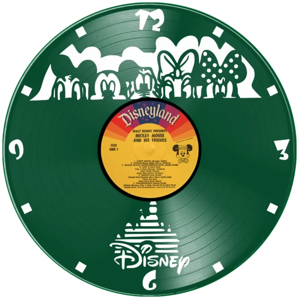 Ρολόι Τοίχου Δίσκος Βινυλίου 30cm χρώμα: μαύρο, πράσινο ,κόκκινο, μπλε , mickey mouse and friends - Image 3