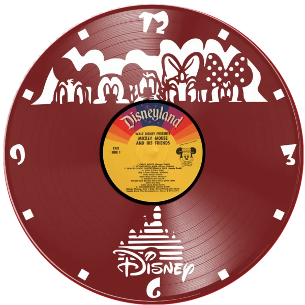 Ρολόι Τοίχου Δίσκος Βινυλίου 30cm χρώμα: μαύρο, πράσινο ,κόκκινο, μπλε , mickey mouse and friends - Image 2