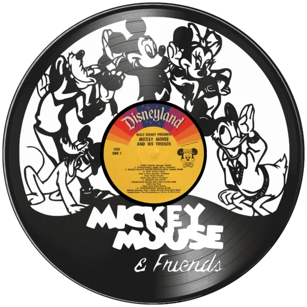 Ρολόι Τοίχου Δίσκος Βινυλίου 30cm χρώμα: μαύρο, πράσινο ,κόκκινο, μπλε , mickey mouse and friends - Image 9