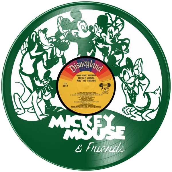 Ρολόι Τοίχου Δίσκος Βινυλίου 30cm χρώμα: μαύρο, πράσινο ,κόκκινο, μπλε , mickey mouse and friends - Image 7