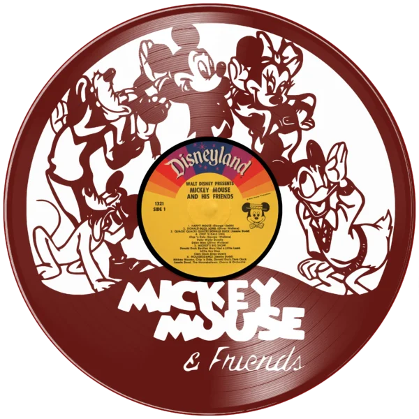 Ρολόι Τοίχου Δίσκος Βινυλίου 30cm χρώμα: μαύρο, πράσινο ,κόκκινο, μπλε , mickey mouse and friends - Image 8