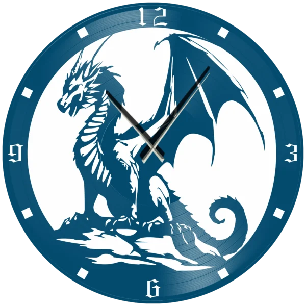 Ρολόι Τοίχου Δίσκος Βινυλίου 30cm χρώμα: μαύρο, πράσινο ,κόκκινο, μπλε ,Dragon - Image 2