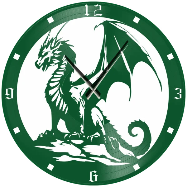 Ρολόι Τοίχου Δίσκος Βινυλίου 30cm χρώμα: μαύρο, πράσινο ,κόκκινο, μπλε ,Dragon - Image 3