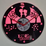 Ρολόι Τοίχου Δίσκος Βινυλίου 30cm χρώμα: μαύρο Valentine's Day Love for ever