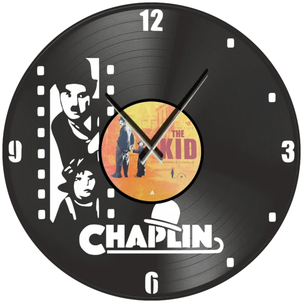 Ρολόι Τοίχου Δίσκος Βινυλίου 30cm χρώμα: μαύρο Charlie Chaplin The Kid