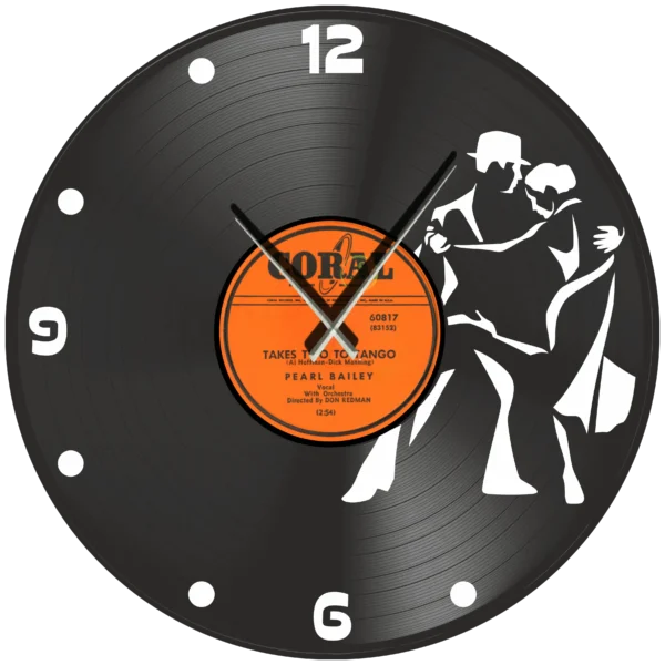 Ρολόι Τοίχου Δίσκος Βινυλίου 30cm χρώμα: μαύρο σε 4 μοναδικά  σχέδια  Takes Two to Tango - Image 3