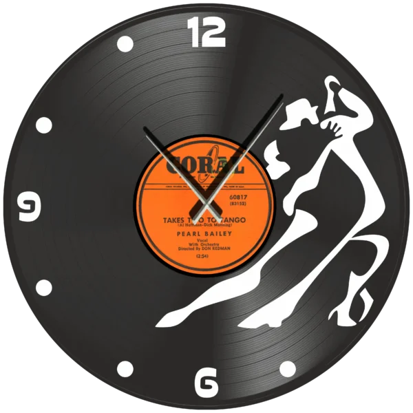 Ρολόι Τοίχου Δίσκος Βινυλίου 30cm χρώμα: μαύρο σε 4 μοναδικά  σχέδια  Takes Two to Tango - Image 2