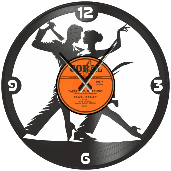 Ρολόι Τοίχου Δίσκος Βινυλίου 30cm χρώμα: μαύρο σε 4 μοναδικά  σχέδια  Takes Two to Tango - Image 4