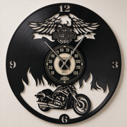 Ρολόι Τοίχου Δίσκος Βινυλίου 30cm χρώμα: μαύρο Harley Davidson